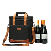 Thermal Wine Cooling Bag with Strap, Black with wine