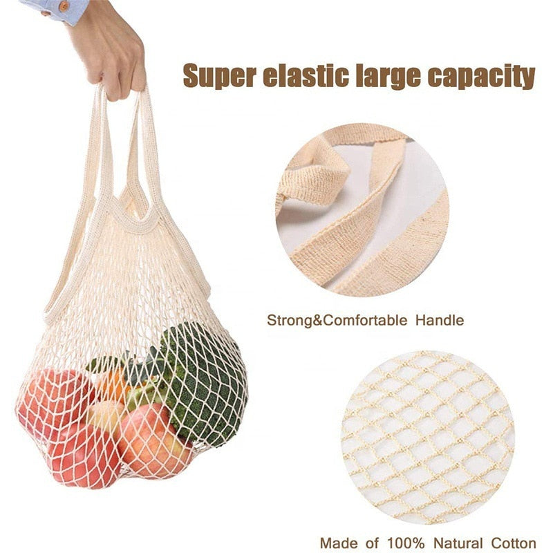 Oatmeal Cotton Mesh Beach Bag Tote