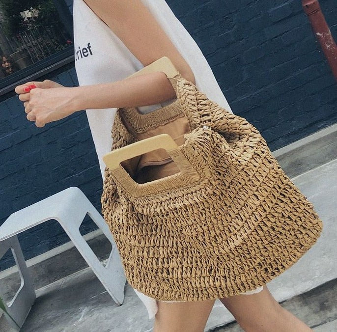 Straw Bag for Womens Summer Beach Bag Woven Tote Bag Large Rattan Shoulder  Bag