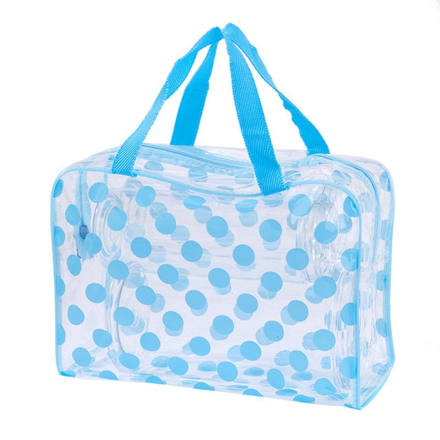 Polka Dot Waterproof Make-Up Bag, Blue