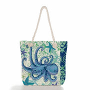 Octopus Print Canvas Tote Bag, print 03